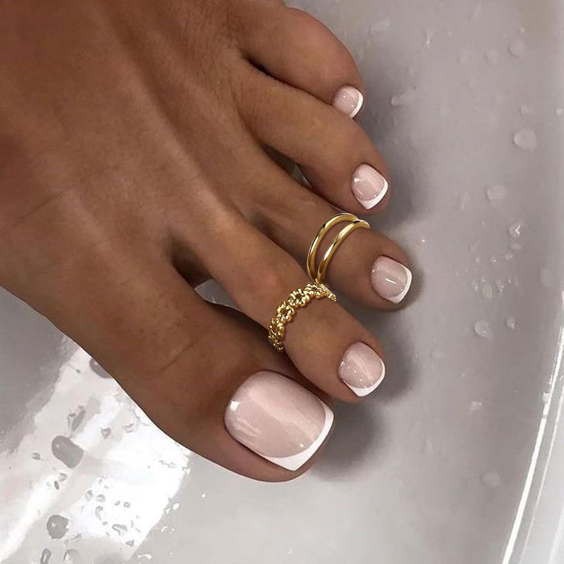 Jstyle 14k Gold Filled Toe Rings for Women Adjustable Toe Ring Band Rings Cubic Zirconia Daisy Flower Toe Rings Summer Beach Foot Jewelry - Image 5